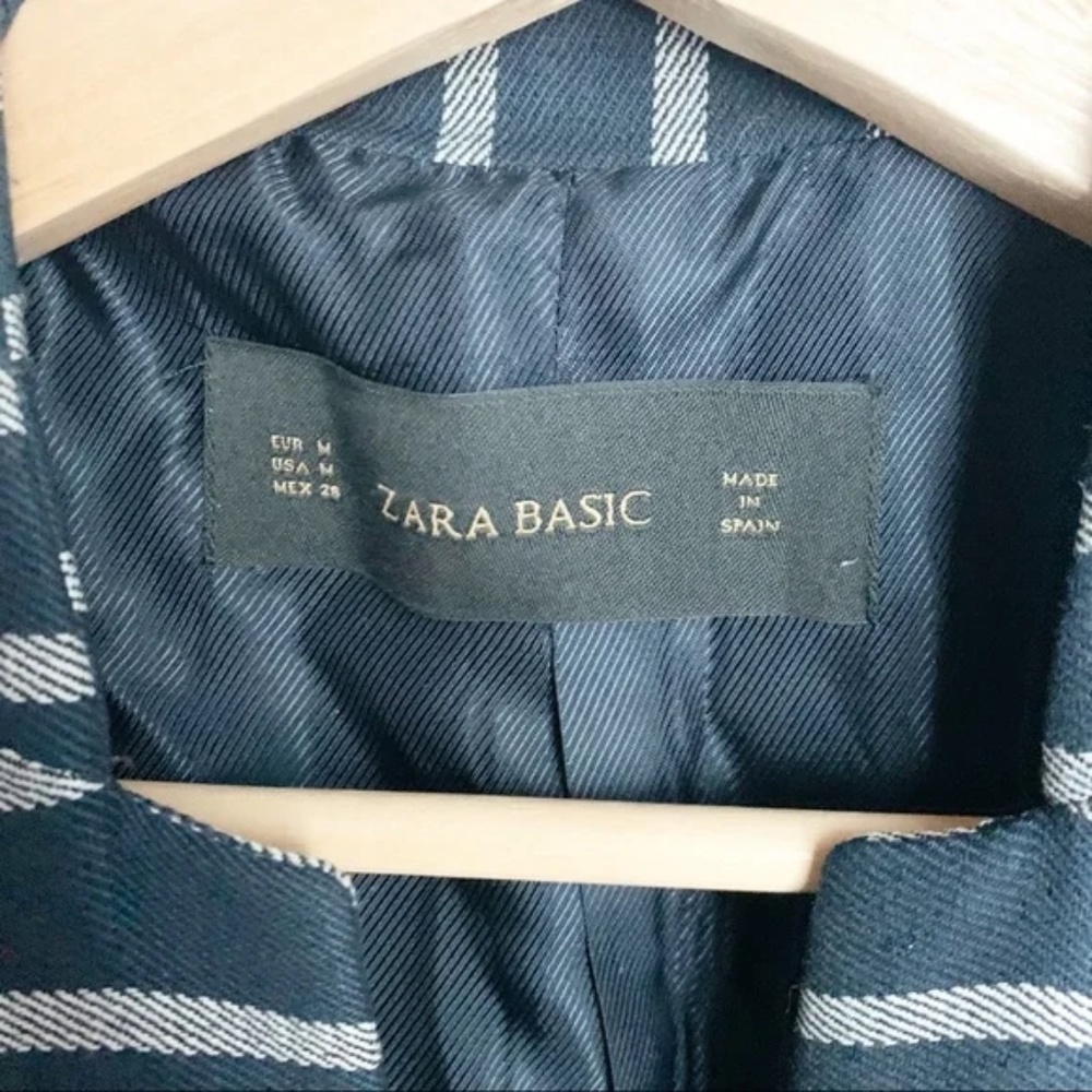 Zara Basic Striped Blazer M - image 2